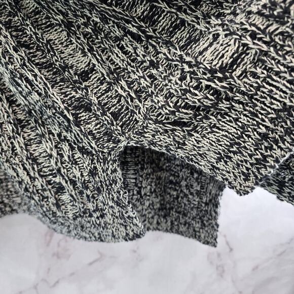 By Anthropologie Sweater Womens XS Black White Cardigan Marled Open Front - Picture 10 of 12